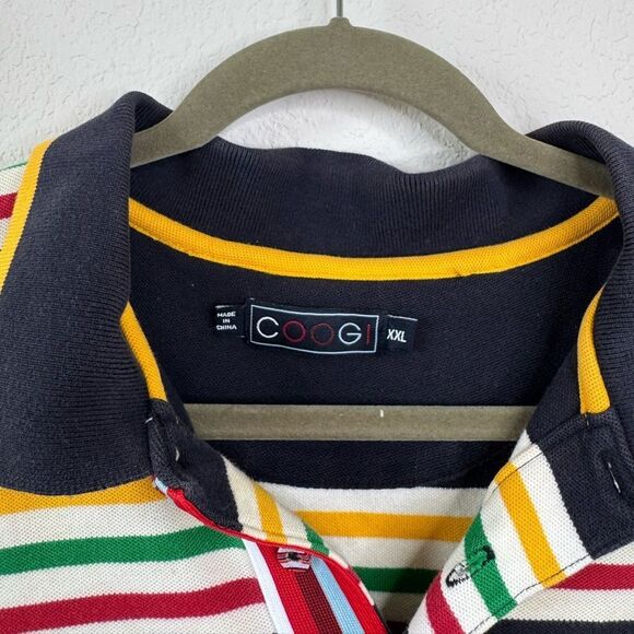 COOGI Men’s Sz XXL 100% Cotton Striped Rugby Polo Shirt Multicolor Y2K Casual - Picture 3 of 9